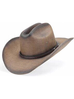 Unisex Brown Straw Cattleman Crease Shapeable Wide Brim Western Cowboy Sun Hat
